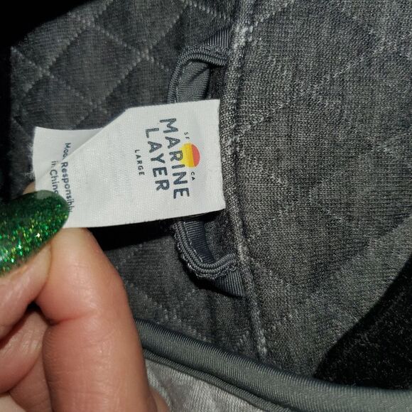 Marine Layer Corbet Quilted Reversible Mock Neck Pullover Long Sleeve Gray Large - Picture 9 of 13